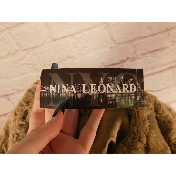 Nina Leonard Faux Fur Chevron Pattern Coat Pockets Women's S NWT - Picture 10 of 12